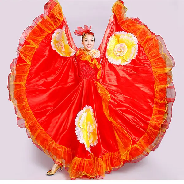 2018 new opening long-sleeved high-density pearl yarn petal dance skirt01