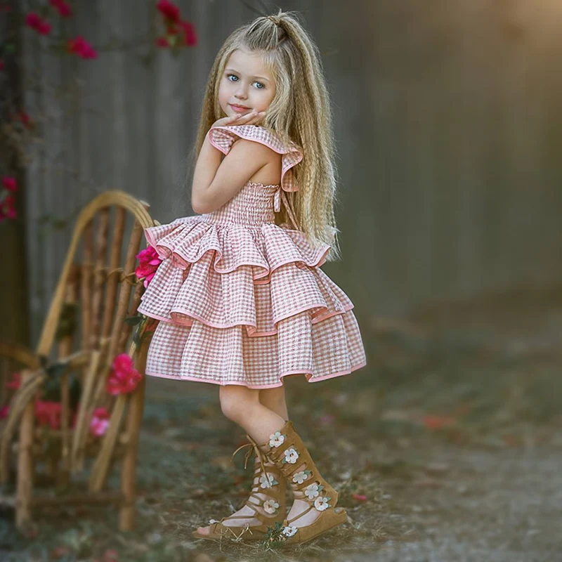 

Toddler Girl Dresses Baby Girl Clothes Pink Plaid Kids Dresses For Girls Summer Sleeveless Children Clothes Vestidos Infantil