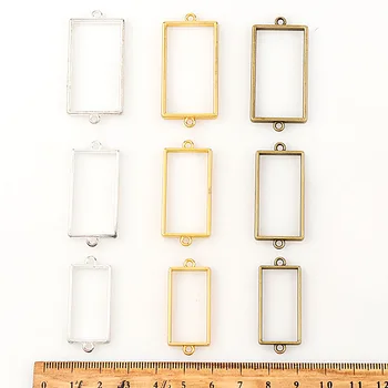 

5PC Vintage Rectangle Double-Side Antique Metal Hollow Frame Connector Charms Pendant DIY Jewelry Findings Accessories
