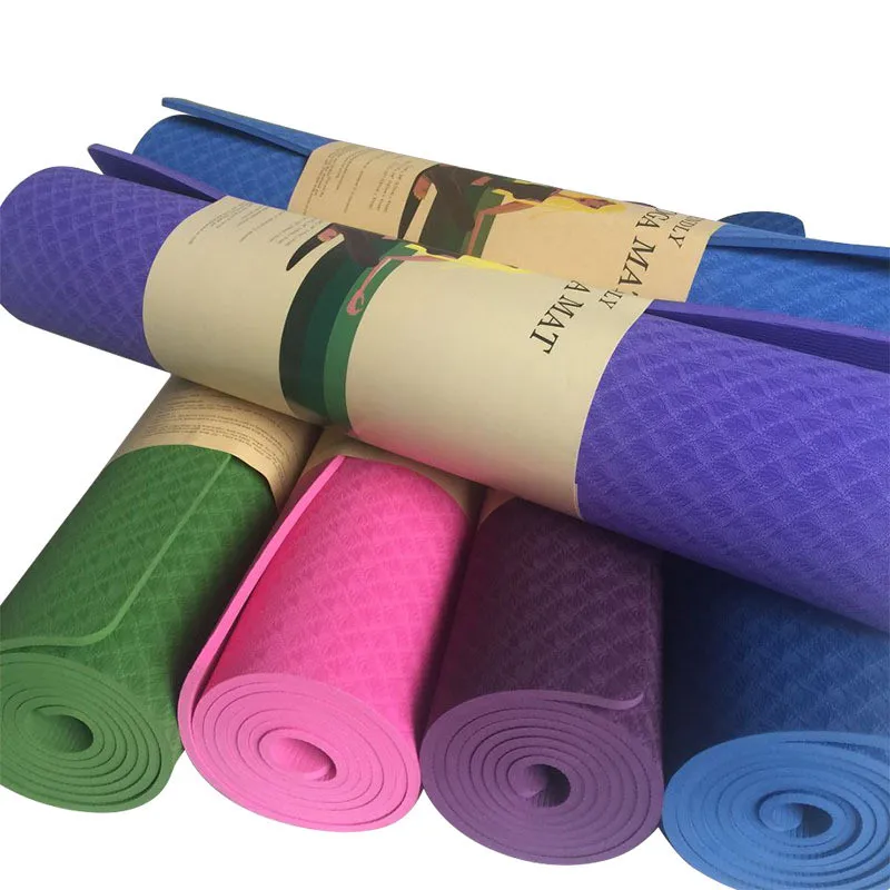 

6MM Yoga Mat Flat Anti-slip Support Fitness Mats Multifunctional TPE Environmental protection Odorless F