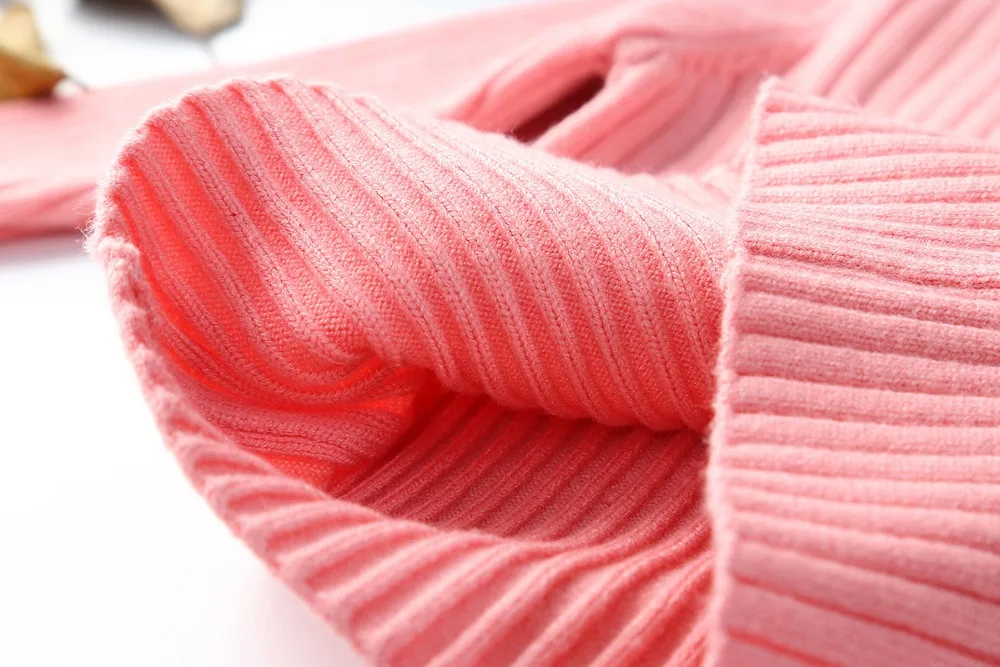 Комплект вязаной одежды из 3 шт. для девочек, новинка 2018 года, осенняя повседневная детская одежда, Однотонный свитер + штаны + шапка