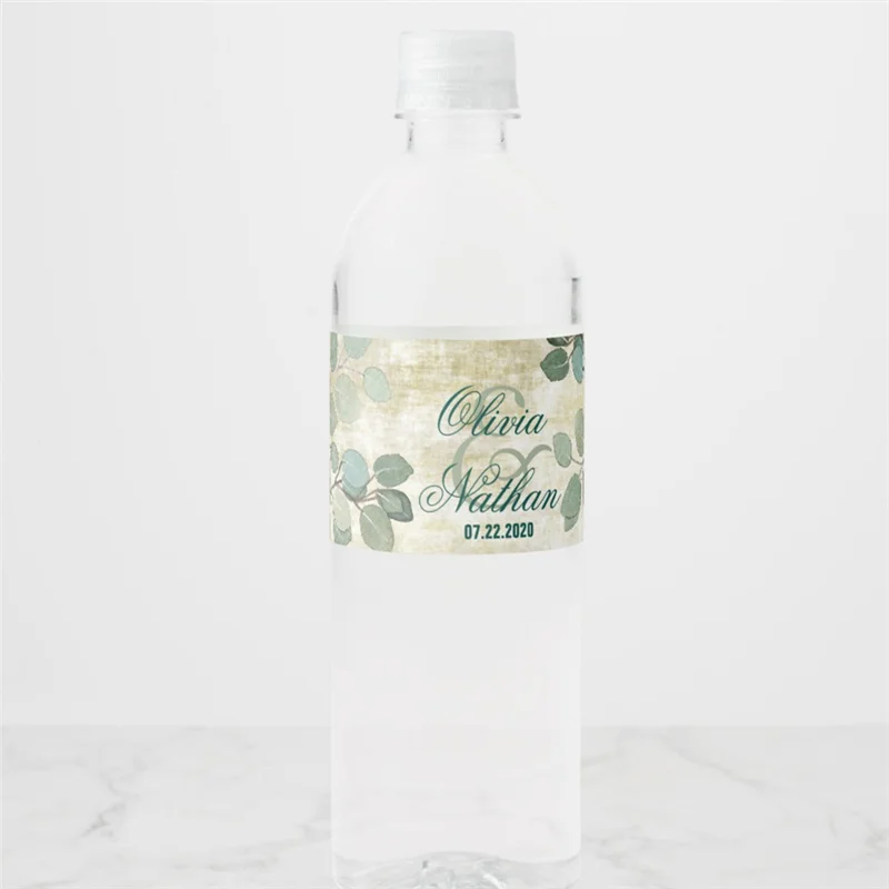 

Customized Personalized Eucalyptus Greenery Wedding Water Bottle Labels