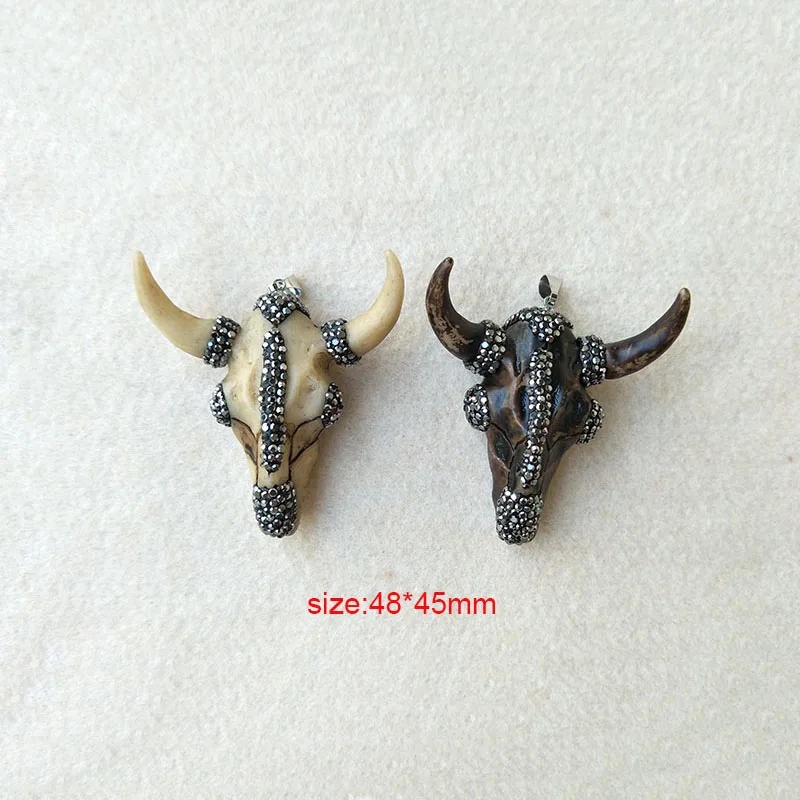 5PCS/lot Rhinestone crystal horn cattle Tau Pendant, Longhorn bull