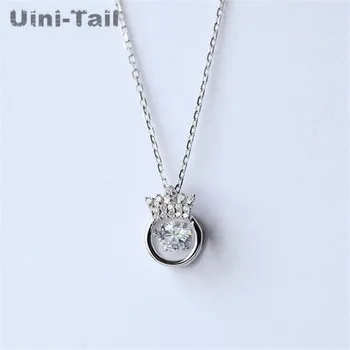 

Uini-Tail 925 sterling silver beating heart will move necklace female clavicle chain fashion trend simple crown short necklace