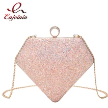 Горный хрусталь форма кольцо с бриллиантом Роскошные вечерние партия сцепления сумка для ужина мини цепи кошелек Crossbody Сумка Дамы клапаном Bolsa
