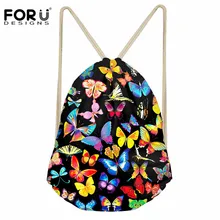 FORUDESIGNS/Новинка, женские повседневные сумки на шнурке с принтом бабочки, переносные рюкзаки для девочек, модные женские рюкзаки