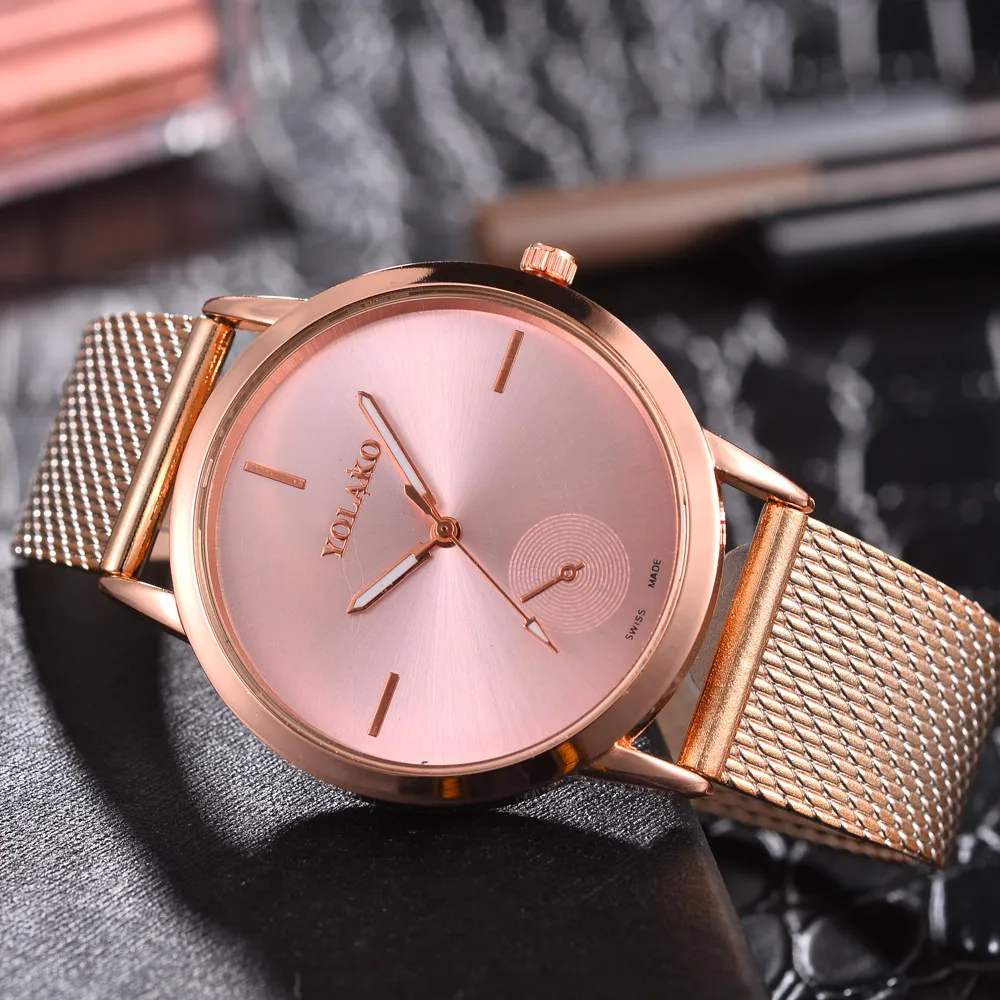 Модные часы для женщин простые наручные часы Высокая твердость стекло зеркало общие наручные часы с ремешком-сеткой часы Relogio feminino часы W2