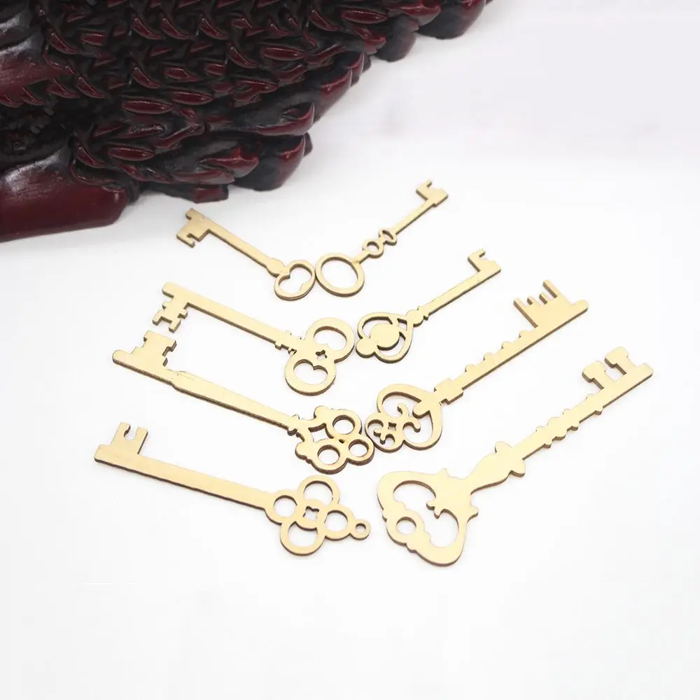 8Pcs/set New Handmade Key Ornament Embellishment Scrapbooking Card Wooden Craft DIY Decoration Wall Decoration Nice Gift