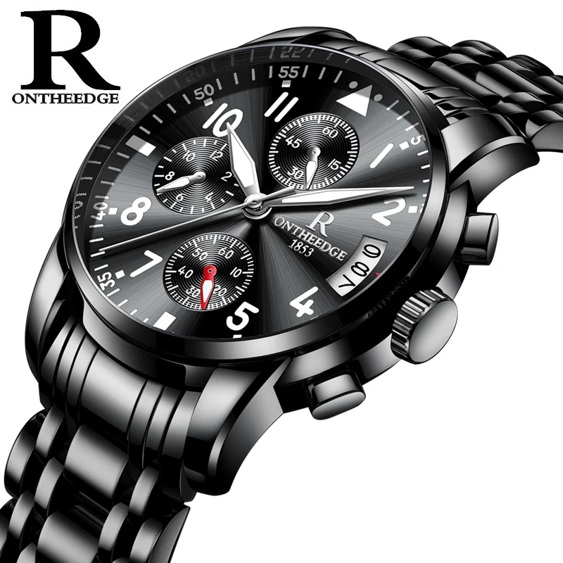 

ONTHEEDGE Chronograph Japan Movement Zegarek Men wrist watches Male Waterproof Sport Watch Relogio Masculino