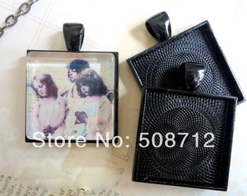 

Free Ship!!! 50pcs - Black Pendant Tray Blanks, Bezels 1 inch Square for DIY Pendants 25mm