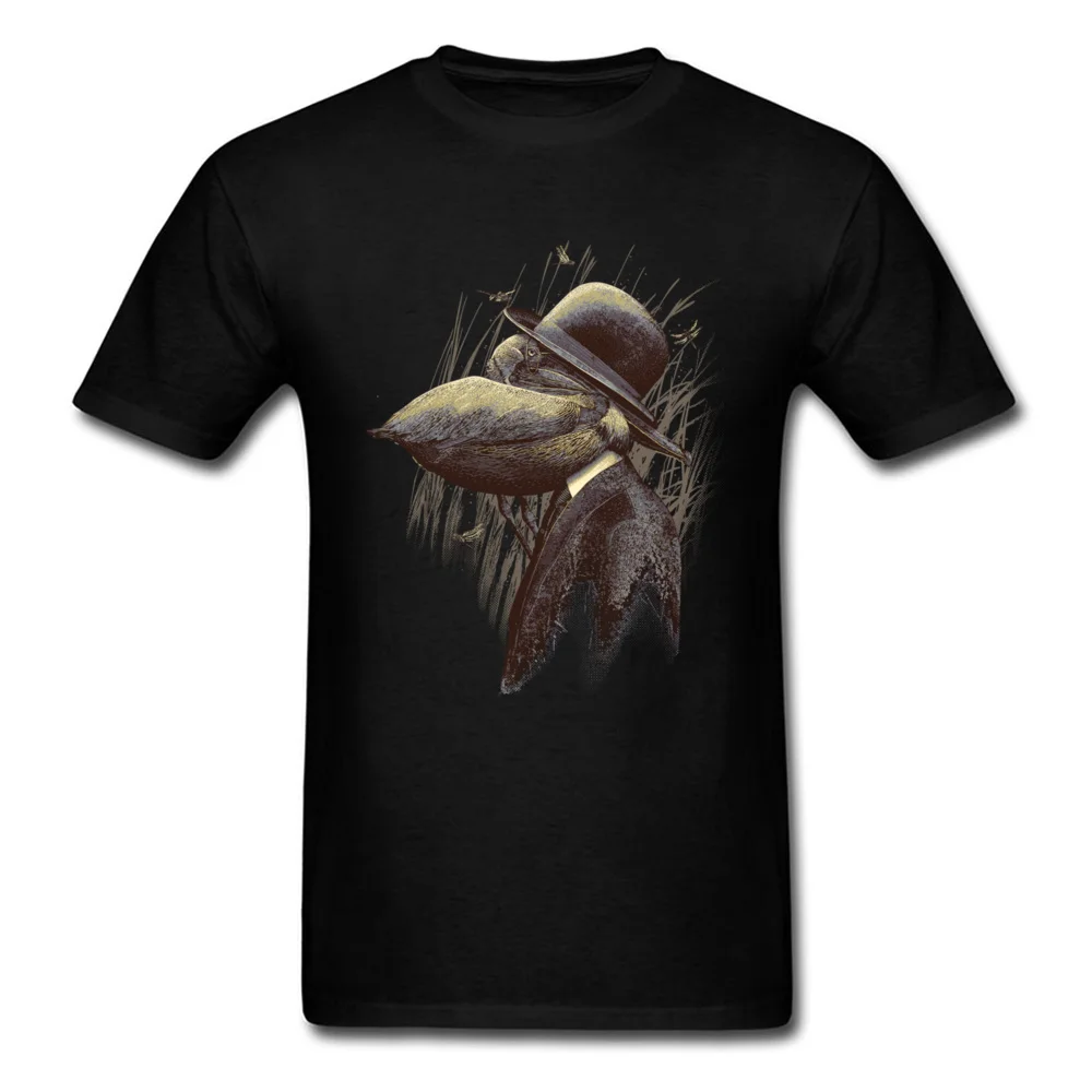FIND THE PELICAN Father Day Pure Cotton O-Neck Tops T Shirt Short Sleeve Summer Tee-Shirts Prevailing Design T-Shirt FIND THE PELICAN black