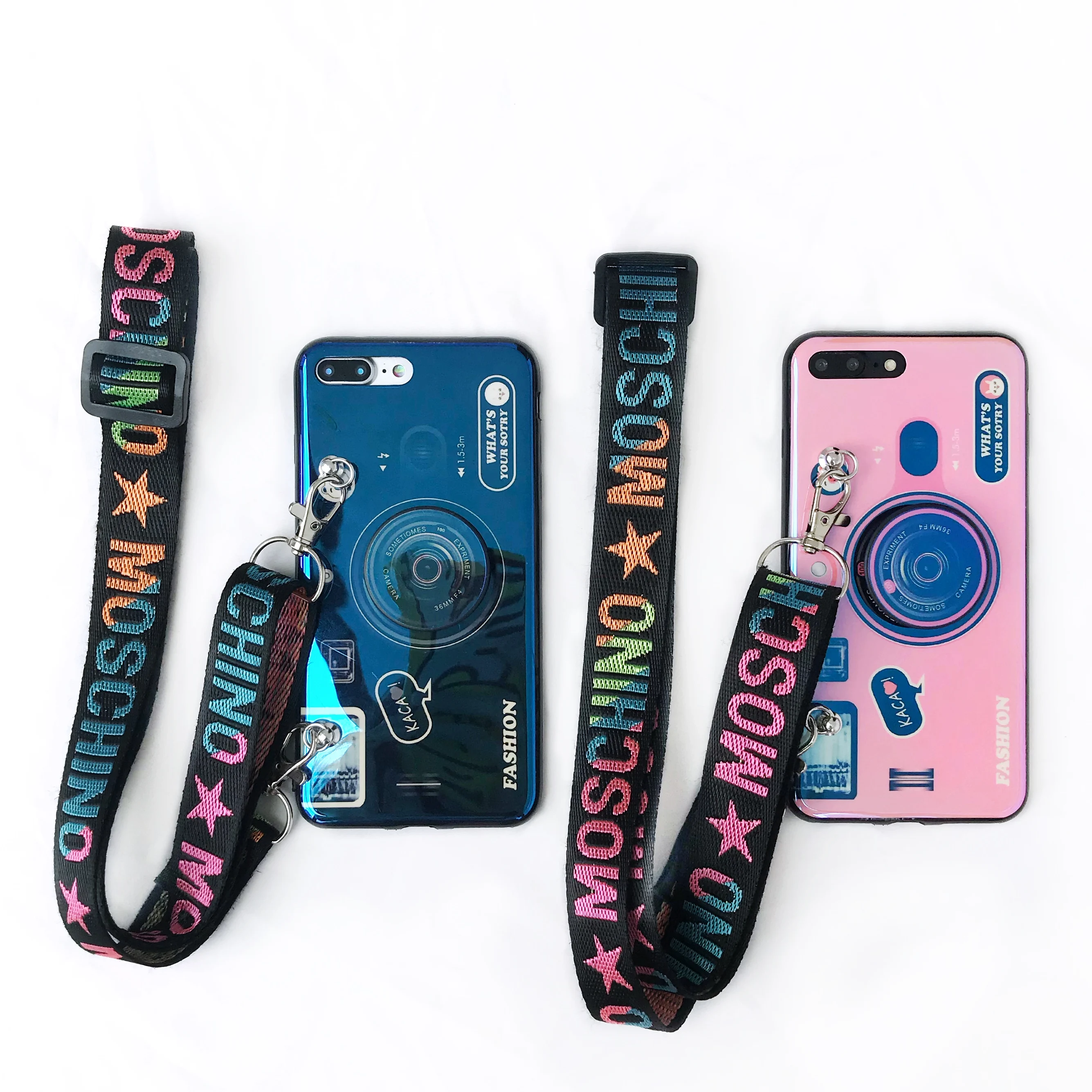 

3D Camera Phone Case For iPhone XS MAX XR 7 8 Plus Stand Cover Wrist Straps Hand Lanyard For iPhone 6 6S 5 5S SE Silicone Case