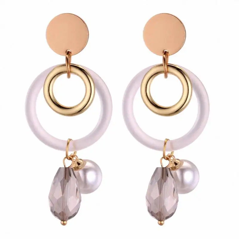 

TONGKWOK Bohemia Exaggeration Dangle Earrings For Women Silk Thread Tassel Pearl Long Chandelier Earrings #131352