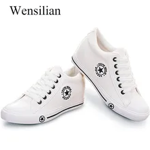Vulcanize shoes wedge sneakers Women Trainers Summer Canvas Shoes White Sneakers Femme Lace-Up Ladies Footwear zapatillas mujer