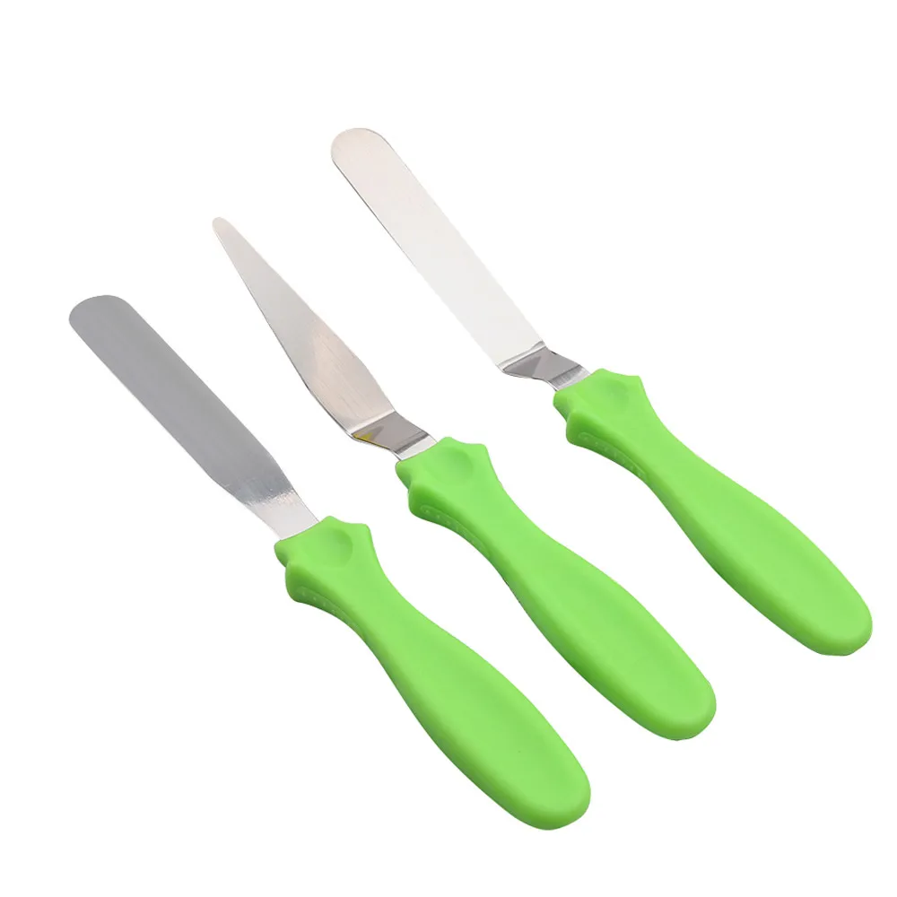 3 шт./компл. лопатка для торта палитра Ножи торты обледенения Sugarcraft Кондитерские инструменты помадка торт кухонные Инструменты для декорирования Accessories3.91 - Цвет: green