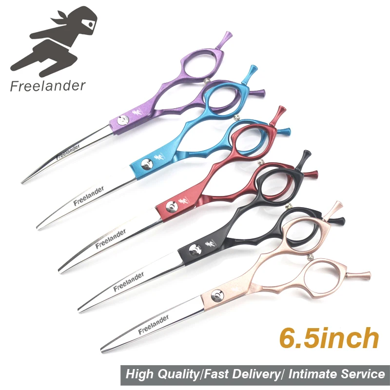 

6.5 inch pet hairdressing scissors five-color pet scissors cutting Scissors double tail curved scissors
