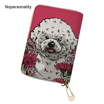 

Nopersonality Pink Bichon Frise Print Business Card Wallets Cute Female Ladies Travel Credit Card Holders Small ID Card Bags