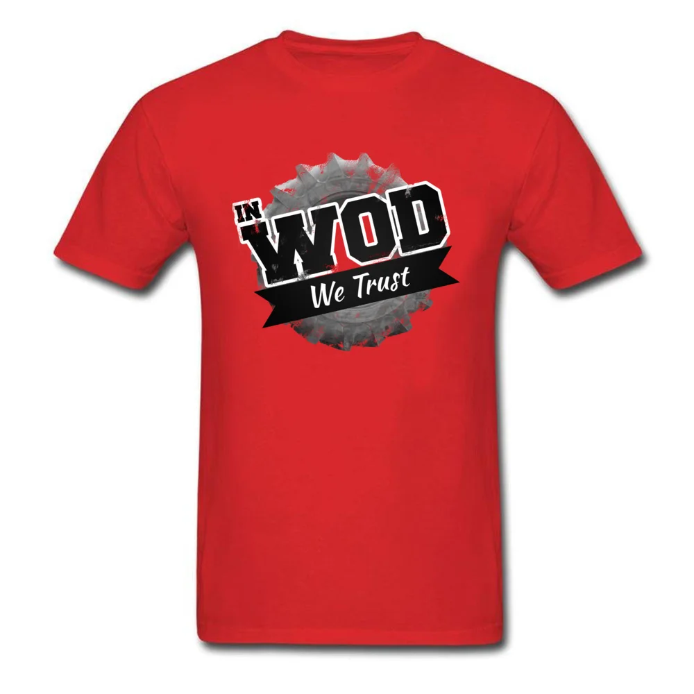 In WOD we Trust T Shirt Short Sleeve Print 2018 New Men Labor Day Tees Print Tops Shirts Crewneck 100% Cotton Wholesale In WOD we Trust red