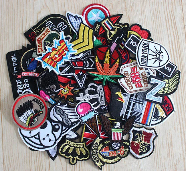 50pcs /lot Embroidery Cloth Patch Hot Iron On Patches For Clothing Badge  Fabric Transfers Applique Stickers For Clothes Jeans - Patches - AliExpress