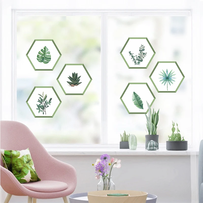 Green Plants Leaf Wall Stickers For Living Room Bedroom Home Decoration