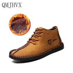 QMJHVX/Новинка 2019 года, зимняя повседневная обувь, большие размеры 38-48, мужские лоферы, мужская обувь, качественная кожаная обувь, мужские