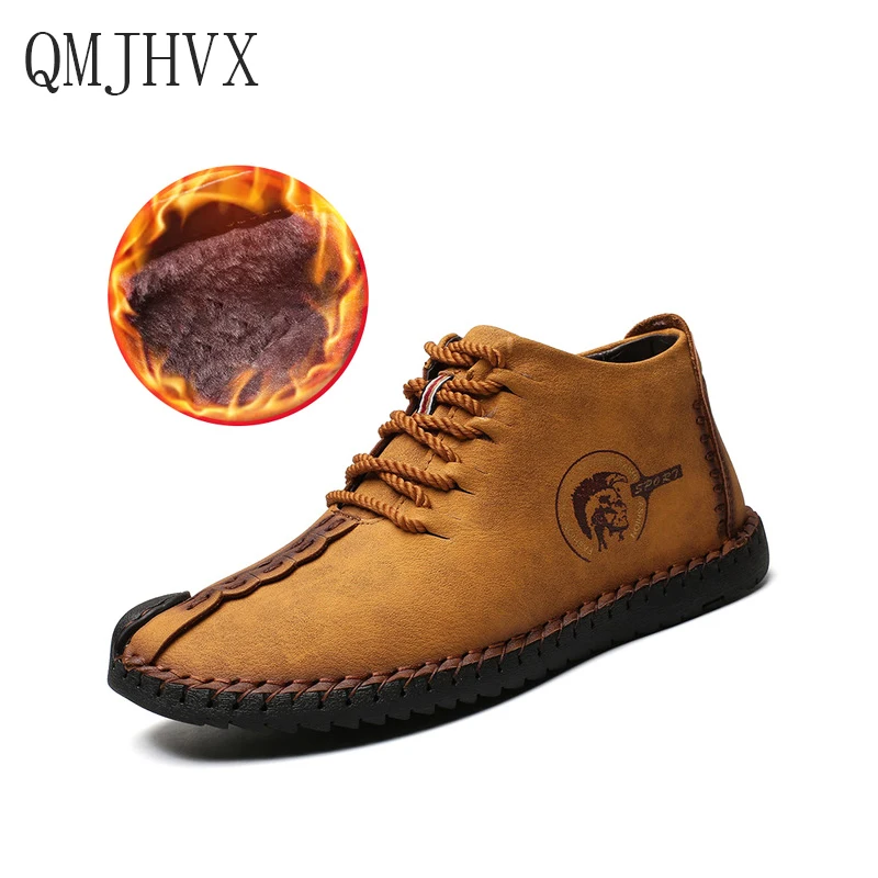 

QMJHVX 2019 New winter Big size 38-48 Casual Shoes male Loafers Men Shoes Quality Split Leather Shoes Men Flats Moccasins Shoes