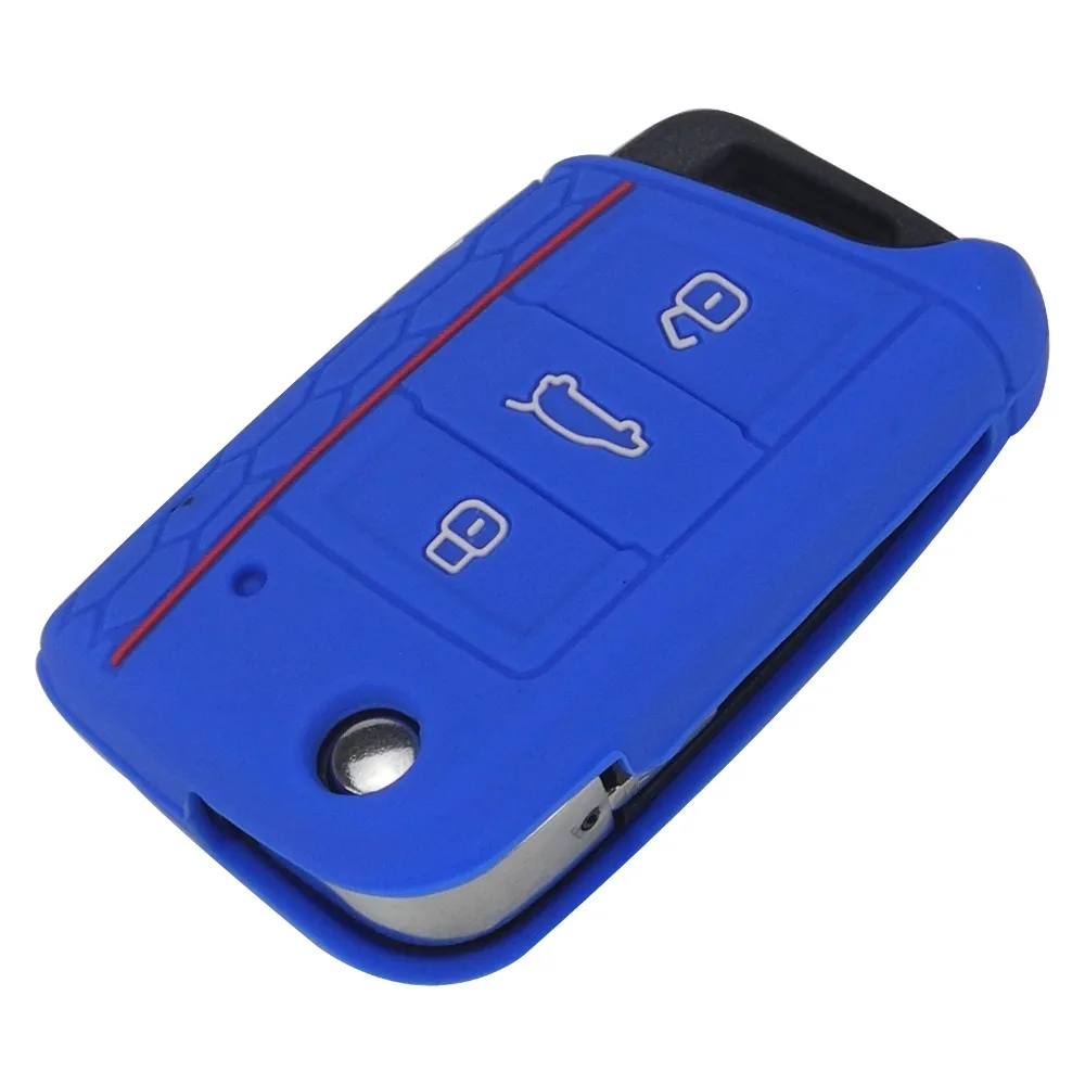 Jingyuqin 50 шт./лот силиконовый чехол для ключей VW Golf 7 mk7 Skoda Octavia A7 силиконовый чехол для ключей