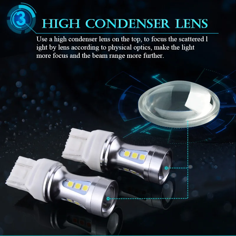 NAO T20 LED 7443  극ũ Ʈ, W21/5W DRL, 7440 ڵ ĸ , 12V 3030 18SMD ڵ ڹ ȣ 
