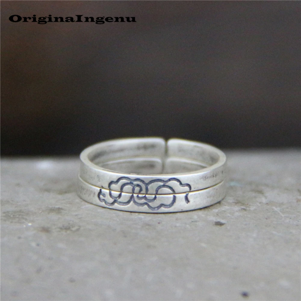 

925 Silver Ring Vintage Jewelry Charm Minimalism Mom Girlfriend Birthday Unique Gift Haut Femme 2PCS Rings for Women Anillos