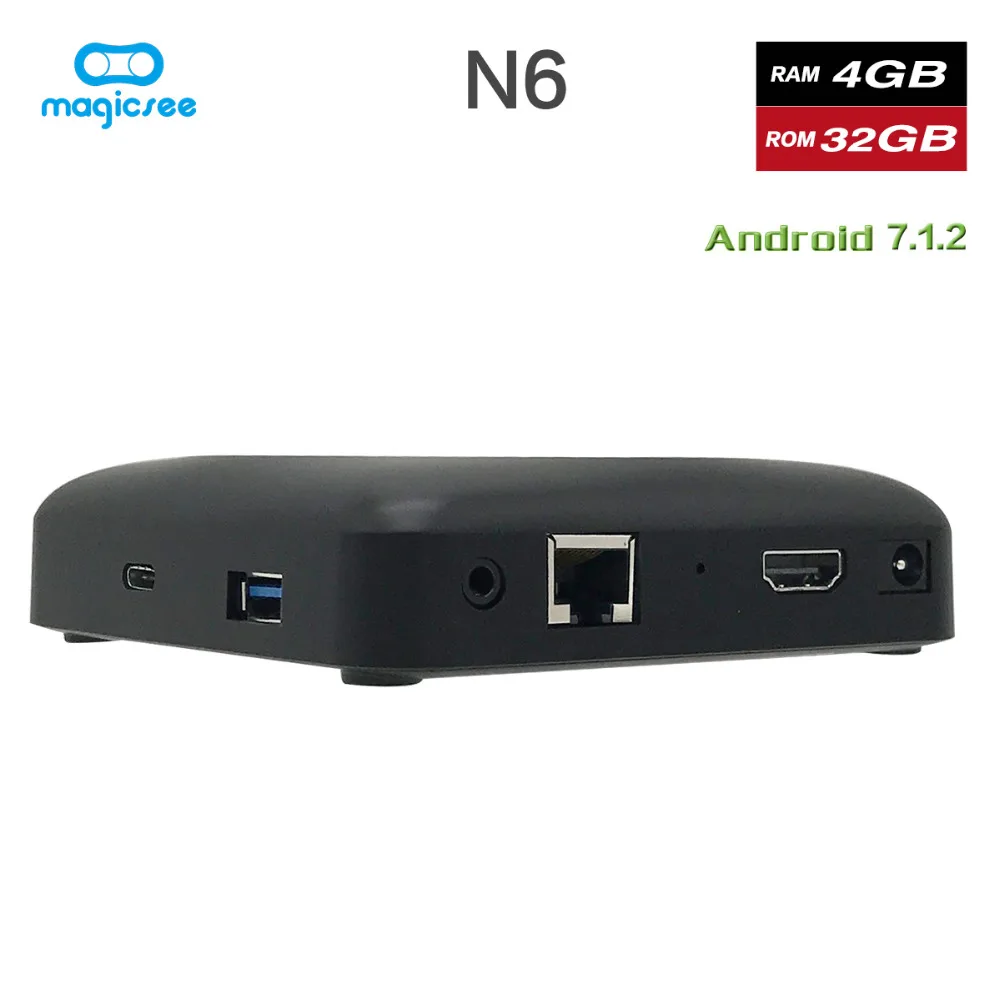 Magicsee N6 Max RK3399 Android 7,1 tv BOX 4G 32G Rom 2,4+ 5G Dual Wifi 1000M LAN BT 4,1 Smart Box 4K телеприставка