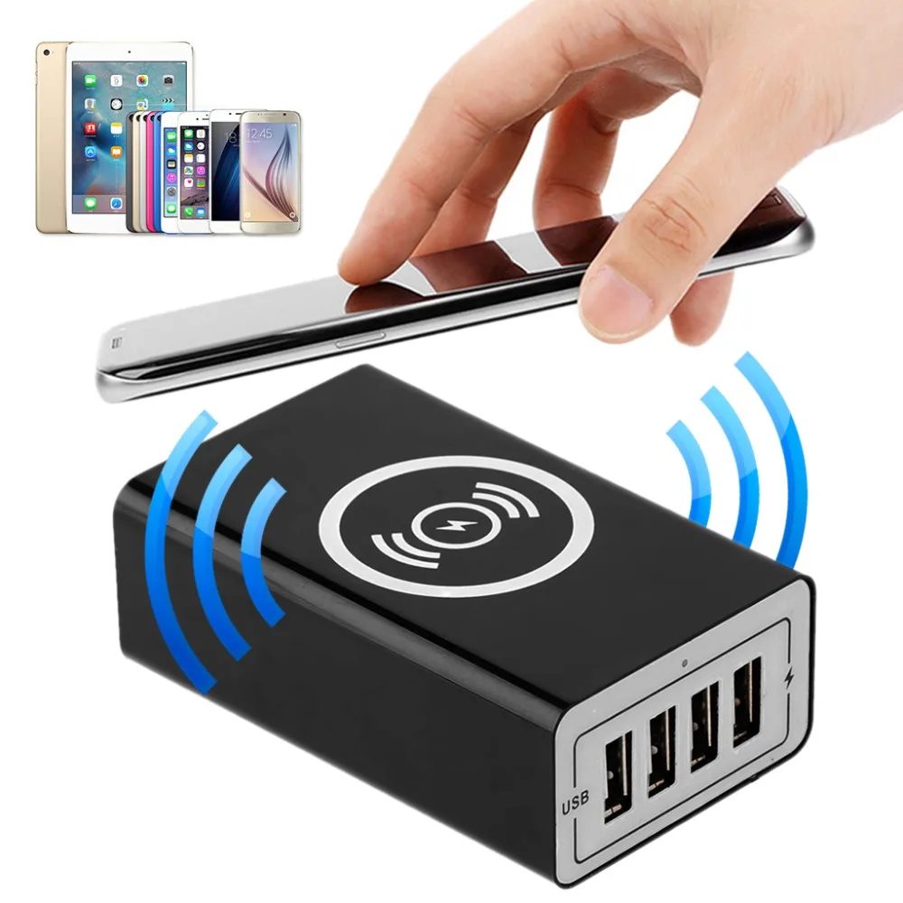 محطة شحن لاسلكية مع 4 منافذ Usb اللوحي شاحن جوّال الاتحاد الأوروبي/الولايات المتحدة/المملكة المتحدة/الاتحاد الافريقي التوصيل العالمي ل iphone هو...
