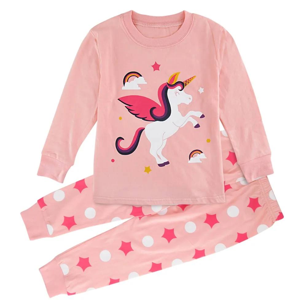 

Kids Girls Unicorn Pajamas Set Toddler Mermaid Sleepwear Infant Christmas Nightwear Children Cat Cartoon Long Sleeve Homewear