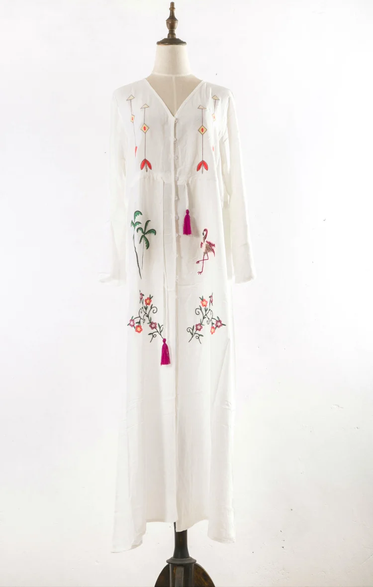 Embroidery Cotton Beach Kaftan Cover up Saida de Praia Swimsuit Bikini cover up Tunics for Beach Pareo Sarong Beachwear Embroidery Cotton Beach Kaftan Cover up Saida de Praia Swimsuit Bikini cover up Tunics for Beach Pareo Sarong Beachwear