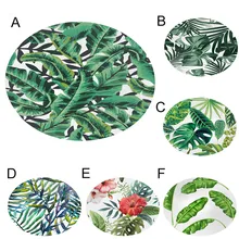 ISHOWTIENDA тропических листьев растений узор ног коврики пыли сопротивление скольжению круглый фланель коврик для ванной комнаты 80 см