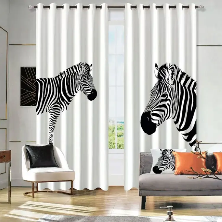 

Window 3D Curtain Zebra Living Room Modern Home Goods Window Treatments Polyester Printed 3d Curtains For Bedroom