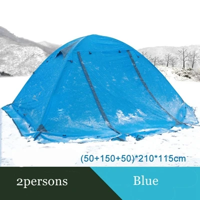 Flytop палатка для кемпинга на открытом воздухе 2 человека или 3perons двухслойный алюминиевый полюс анти снег уличная семейная палатка со снежной юбкой - Цвет: 2Person blue