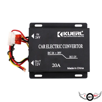 

20A Car Electric Convertor Supply Step-Down Transformer DC 24V To AC 12V Automotive LED Power Inerter240W