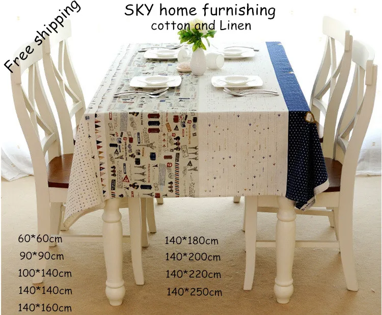 

New Cotton linen table cloth rectangular tablecloths with home wedding table Literary artisti square splicing style