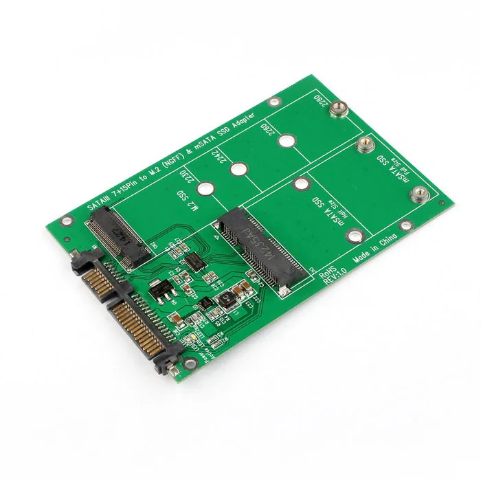 

Zihan B/M-key 2 in 1 Combo Mini PCI- E 2 Lane M.2 NGFF & mSATA SSD to SATA 3.0 III Adapter Converter PCBA