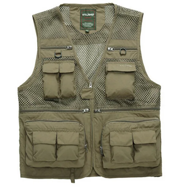 thin khaki Зимний флисовый теплый мульти-карманный рыболовный жилет Летний Открытый скалолазание Тонкий Сетчатый дышащий мужской Тактический спортивный жилет топы - Цвет: thin khaki