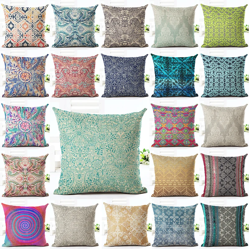 

2016 New Home Decor Cushion Cover Bohemian Style Car Home Decorative Floral Printed Throw Pillowcase Cojines Almofada