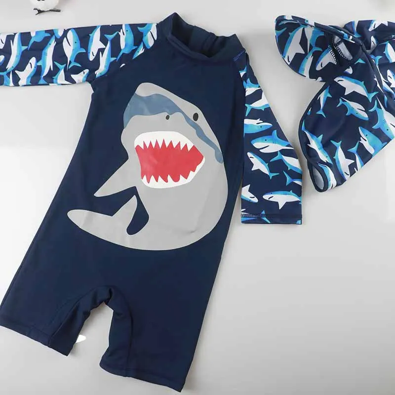 Детский купальный костюм для малышей, купальный костюм для малышей, купальный костюм для мальчиков, детский купальный костюм с капюшоном, костюм для серфинга для мальчиков, одежда для серфинга - Цвет: M Height 85-95CM