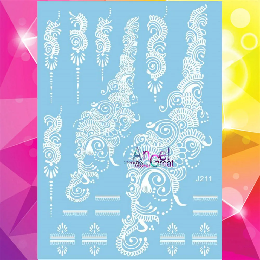

Fashion Women Henna Temporary Tattoo Body Art Flash Waterproof Tattoo Sticker AJ211 White Ink Bracelet Tatoo Jeweldy Designs Arm