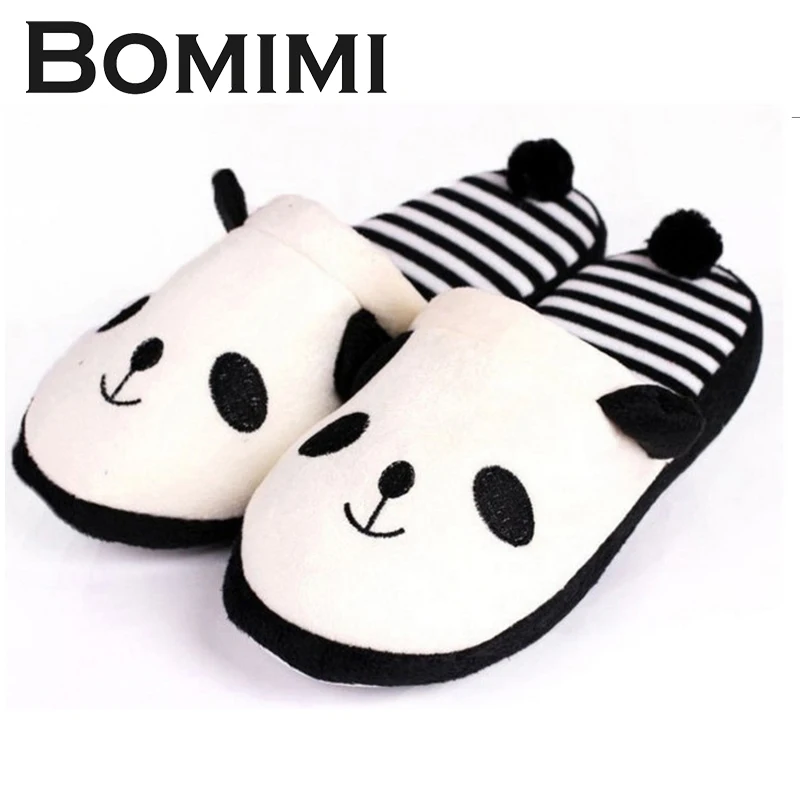 

BOMIMI Cute Cartoon Panda Home Slippers Super Warm Plush Slippers Cotton Women Slippers Ladies Flip Flop