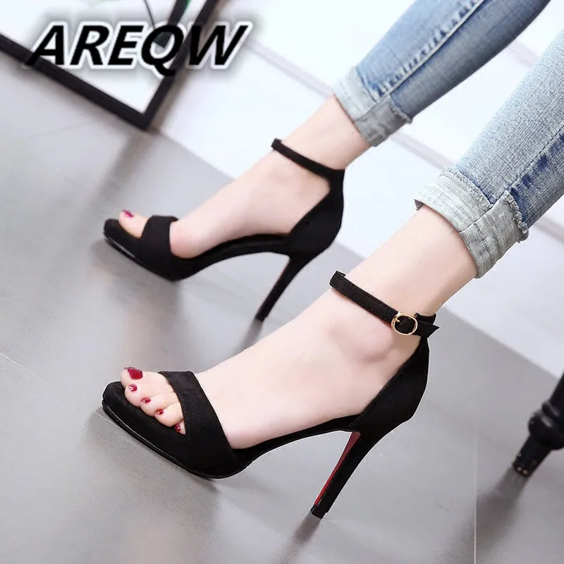 

Solid Color Simple Ladies Sandals Summer Dress Banquet Stiletto Shoes Exquisite Elegant Female Party Sandals