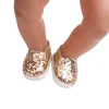 43 cm baby dolls shoes new born Sequined princess dress shoes loafers PU Baby toys fit American 18 inch Girls doll g164