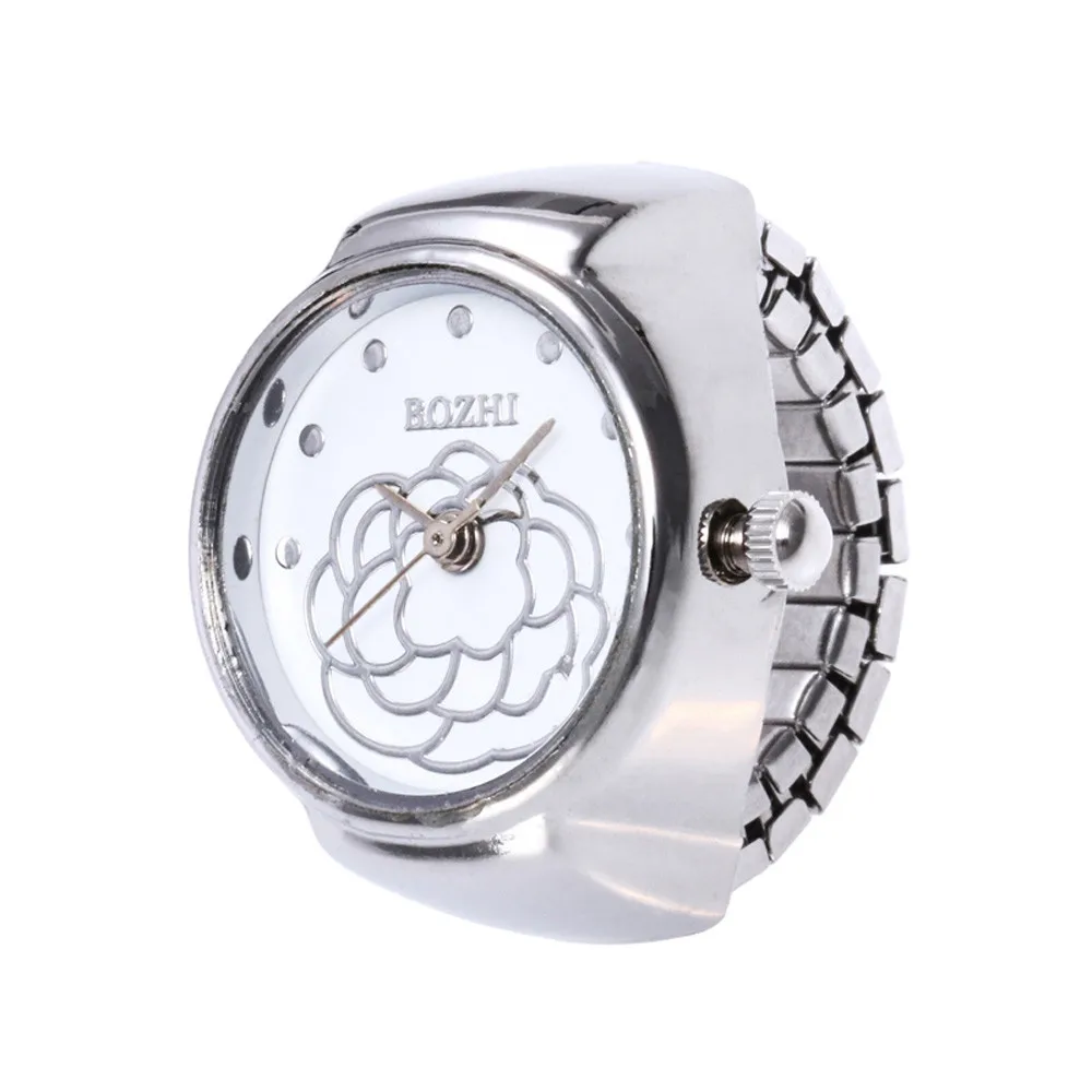 Хит Новое поступление модные кварцевые аналоговые часы с циферблатом креативные стальные крутые эластичные кварцевые перстни часы женски - Цвет: Silver