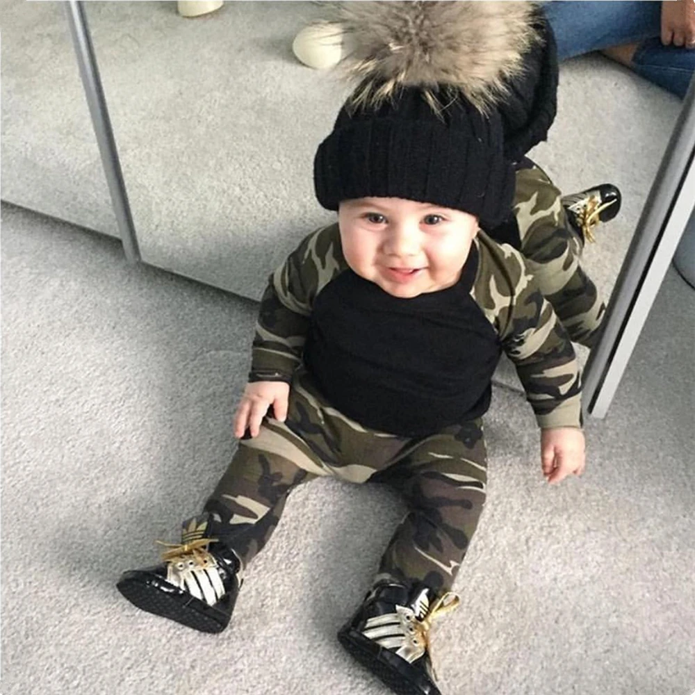 Baby Boy Clothing Set Autumn Cool Baby Girl Camouflage Suit Long Sleeve