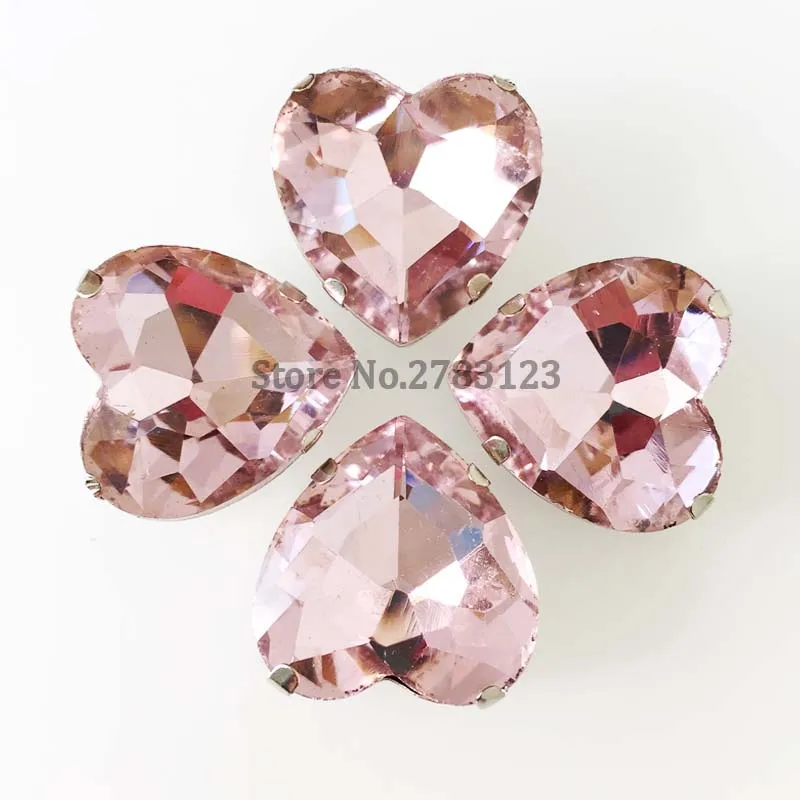 В форме сердца розовый цвет плоские стеклянные кристаллы Свободные Стразы, пришить на камень для diy аксессуары для одежды