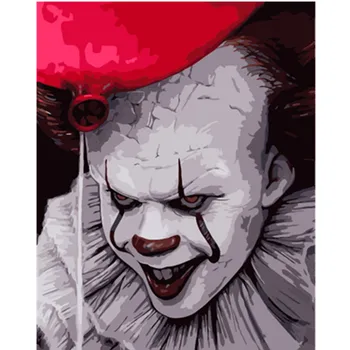 

Horrible clown figure DIY Digital Painting By Numbers Modern Wall Art Canvas Painting Christmas Unique Gift Home Decor 40x50